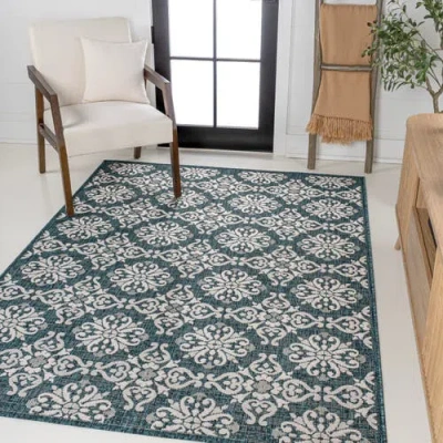 Jonathan Y Amora Traditional Mediterranean Tile Design Indoor/outdoor Area Rug In Green