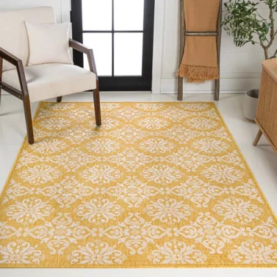 Jonathan Y Amora Traditional Mediterranean Tile Design Indoor/outdoor Area Rug In Yellow/cream