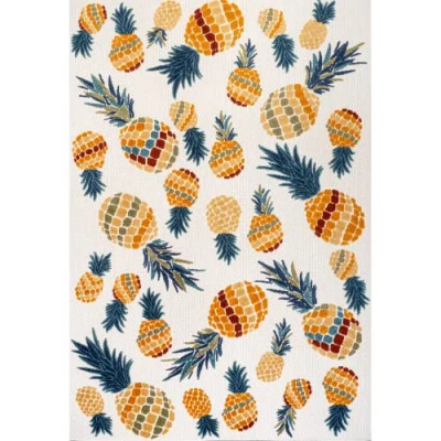 Jonathan Y Ananas Bold Pineapple High-low Indoor/outdoor Area Rug In Orange/navy