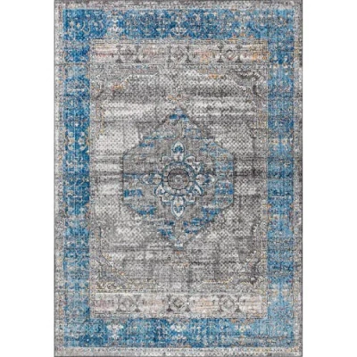 Jonathan Y Anatolia Vintage Medallion Peacock Area Rug In Peacock Blue/gray