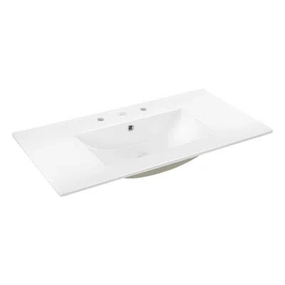 Jonathan Y Ancillary 3-hole 36" Classic Contemporary Rectangular Ceramic Single Sink Basin Vanity Top In White