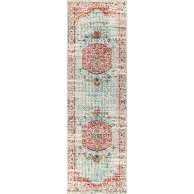 Jonathan Y Andalus Vintage Medallion Area Rug In Coral/ivory