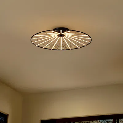 Jonathan Y Anders Contemporary Scandinavian Dimmable Stripe Ufo Integrated Led Flush Mount In Metallic