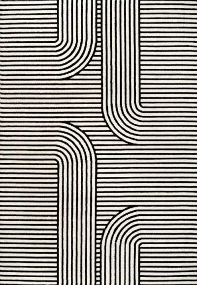 Jonathan Y Anders High-low Midcentury Modern Arch Stripe Two-tone Indoor/outdoor Area Rug In Black