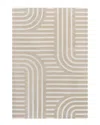 Jonathan Y Anders High-low Midcentury Modern Arch Stripe Two-tone  Indoor/outdoor Area Rug In Beige