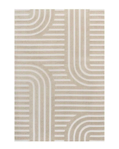 Jonathan Y Anders High-low Midcentury Modern Arch Stripe Two-tone  Indoor/outdoor Area Rug In Beige