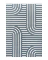 Jonathan Y Anders High-low Midcentury Modern Arch Stripe Two-tone  Indoor/outdoor Area Rug In Navy