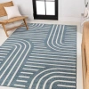 Jonathan Y Anders High-low Midcentury Modern Arch Stripe Two-tone Indoor/outdoor Area Rug In Navy/cream