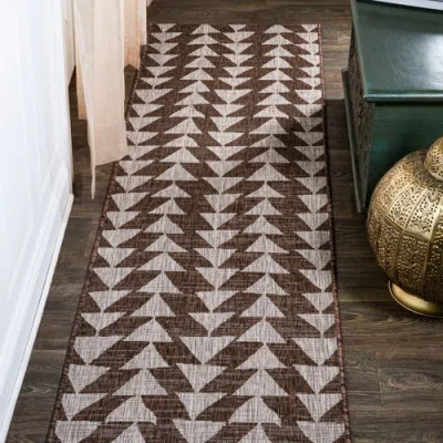 Jonathan Y Andratx Modern  Geometric Indoor/outdoor Area Rug In Brown/beige