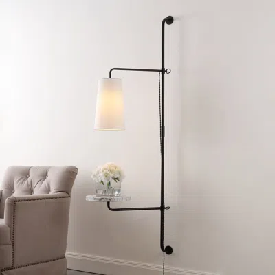 Jonathan Y Andre 1-light Contemporary Industrial Iron Plug-in With Adjustable White Marble Table Led In Black