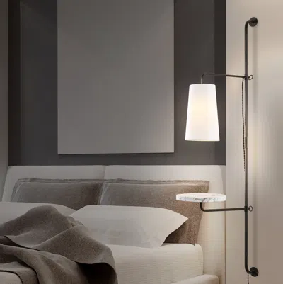 Jonathan Y Andre 11.5" 1-light Contemporary Industrial Iron Plug-in With Adjustable White Marble Table Led Scon In Gray
