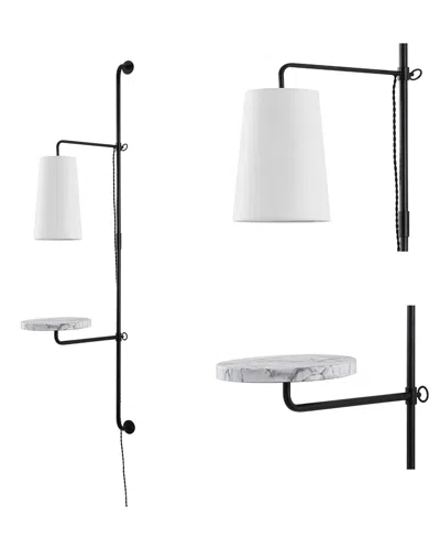 JONATHAN Y JONATHAN Y ANDRE PLUG-IN LED SCONCE WITH WHITE MARBLE TABLE