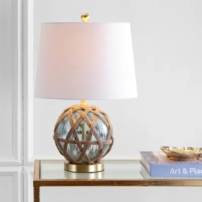 Jonathan Y Andrews 21.5" Led Glass/rope Table Lamp In Brown
