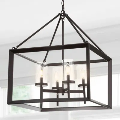 Jonathan Y Anna 21" 4-light Metal/glass Led Pendant In Black