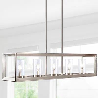 Jonathan Y Anna 38.5" Linear 5-light Metal/glass Led Pendant In Pattern