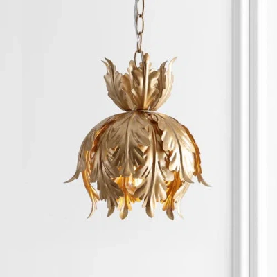 Jonathan Y Anne 12in Adjustable Metal Led Pendant In Gold