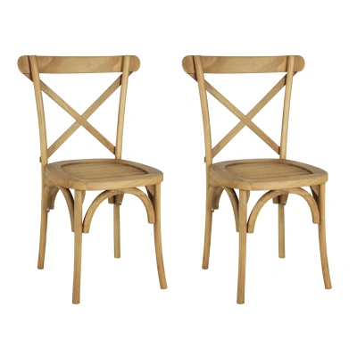 Jonathan Y Annecy Classic Traditional X-back Wood Outdoor Dining Chair, Natural (set Of 2) In Brown