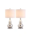 Jonathan Y Anya Mini Glass Table Lamp, Set Of 2 In Silver-ton