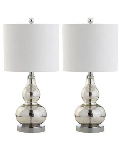 Jonathan Y Anya Set Of Two 20.5in Mini Glass Table Lamps In Metallic