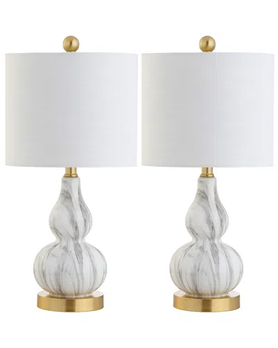 Jonathan Y Anya Set Of Two 20.5in Mini Glass Table Lamps In Metallic