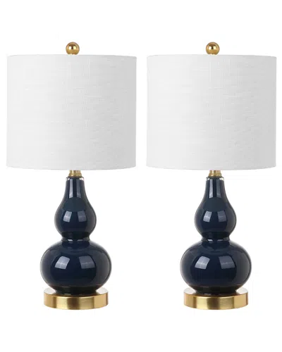 Jonathan Y Anya Set Of Two 20.5in Mini Glass Table Lamps In Metallic