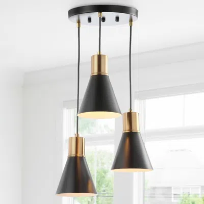 Jonathan Y Apollo 15" 3-light Metal Cluster Led Pendant In Black
