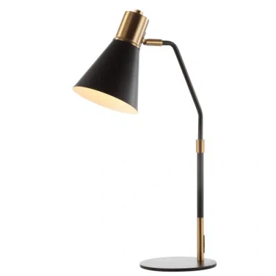Jonathan Y Apollo 22.5" Metal Led Task Lamp, Black/brass Gold