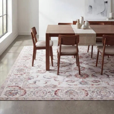 Jonathan Y Arabella Vintage Floral Border Non-slip Machine-washable Ivory/gray 2 Ft. X 8 Ft. Runner  In Multi