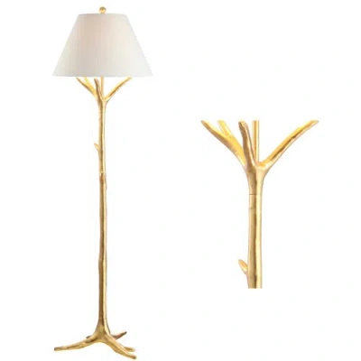 Jonathan Y Arbor 63.5" Faux Bois Resin Led Floor Lamp, Gold Leaf