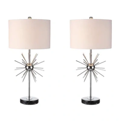 JONATHAN Y JONATHAN Y ARIA 31.5" METAL/MARBLE LED TABLE LAMP, CHROME