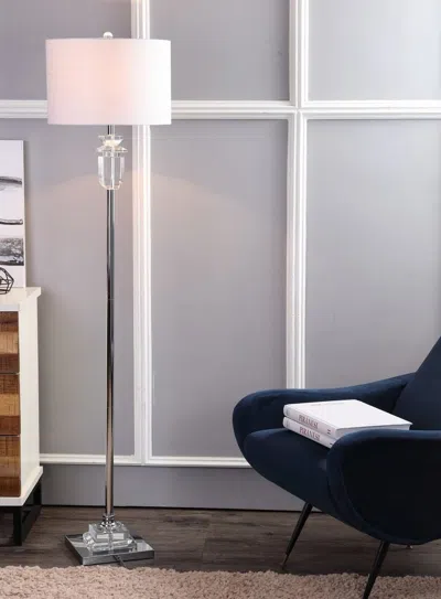 Jonathan Y Aria 63" Crystal/metal Led Floor Lamp In Clear/chrome