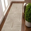 Jonathan Y Ariana Midcentury Art Deco Striped Arches Two-tone High-low Area Rug In Beige/cream