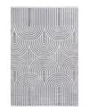 Jonathan Y Ariana Midcentury Art Deco Striped Arches Two-tone High-low Area  Rug In Blue