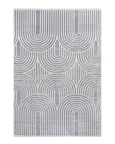 Jonathan Y Ariana Midcentury Art Deco Striped Arches Two-tone High-low Area  Rug In Blue