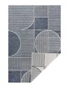 Jonathan Y Arielle Mid-century Modern Geometric Lines Reversible Machine-  Washable Indoor/outdoor A In Navy