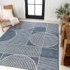 Jonathan Y Arielle Mid-century Modern Geometric Lines Reversible Machine-washable Indoor/outdoor Are In Navy/cream