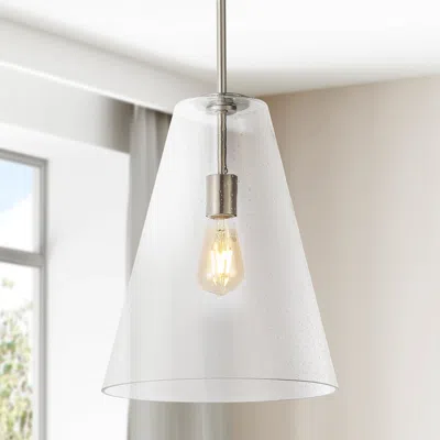 Jonathan Y Arlo 11.5" 1-light Mid-century Modern Iron/seeded Glass Led Pendant
