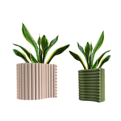 Jonathan Y Arlo Modern Bohemian Indoor Tambour Curve Eco-friendly 3d Printed Planters With Drainage In Multi