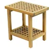 Jonathan Y Armin 18.1" Modern Classic Grid Slat Solid Acacia Wood Indoor/outdoor Shower Stool In Brown
