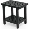 Jonathan Y Armin 18.1" Modern Classic Grid Slat Solid Acacia Wood Indoor/outdoor Shower Stool In Black