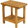 Jonathan Y Armin 18.1" Modern Classic Grid Slat Solid Acacia Wood Indoor/outdoor Shower Stool In Brown