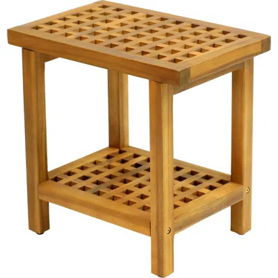 Jonathan Y Armin 18.1" Modern Classic Grid Slat Solid Acacia Wood Indoor/outdoor Shower Stool In Brown