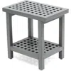 Jonathan Y Armin 18.1" Modern Classic Grid Slat Solid Acacia Wood Indoor/outdoor Shower Stool In Gray