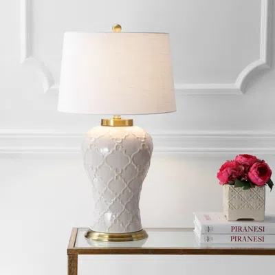 Jonathan Y Arthur 29" Ceramic Led Table Lamp In White