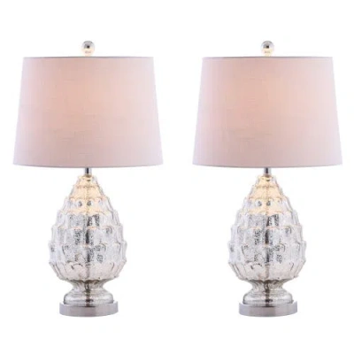 JONATHAN Y JONATHAN Y ARTICHOKE 25.5" GLASS LED TABLE LAMP, MERCURY SILVER
