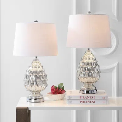 Jonathan Y Artichoke 25.5" Glass Led Table Lamp (set Of 2) In Pink