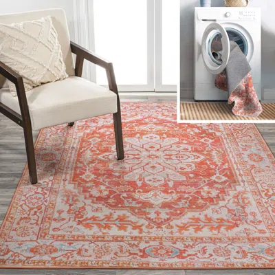 Jonathan Y Asa Ornate Medallion Machine-washable Area Rug In Red