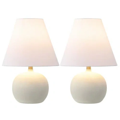 Jonathan Y Asher 18.25" Minimalist Scandinavian Resin/iron Gourd Led Table Lamp In Matte Cream