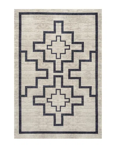 Jonathan Y Ashkii Minimalist Medallion Machine-washable Rug In Neutral