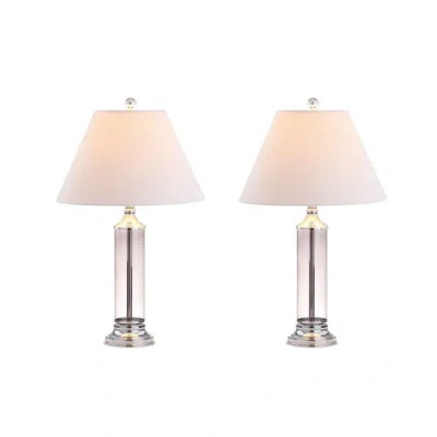 Jonathan Y Astor 29" Glass Led Table Lamp In Smoked Gray